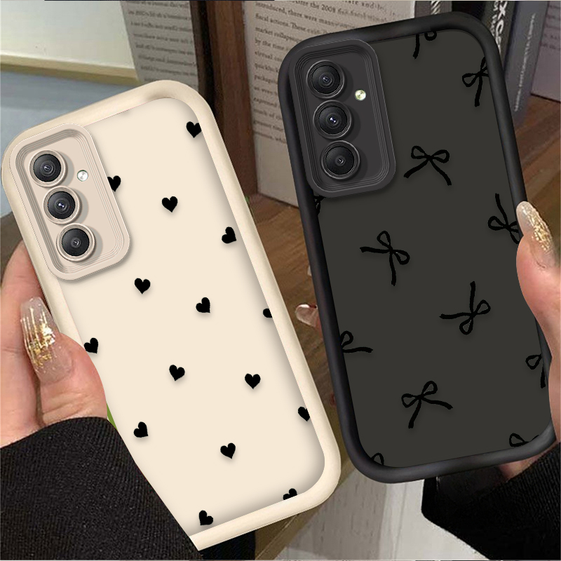 Phone Accessories Samsung - เคสลายโบว์รูปหัวใจสีดำสำหรับ Samsung Galaxy A20 A30 A54