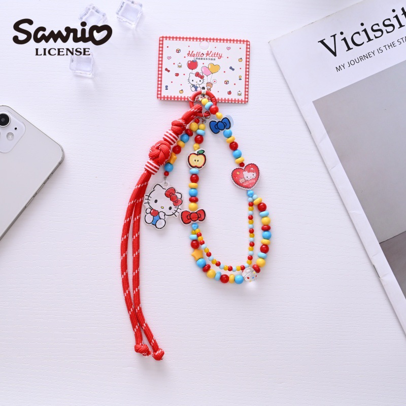 Phone Accessories Ideas - สายคล้องคีย์การ์ด/โทรศัพท์ลายเฮลโล คิตตี้ คุโรมิ หลากสีสัน พร้อมลูกปัดตกแต่ง ใช้งานได้หลากหลาย