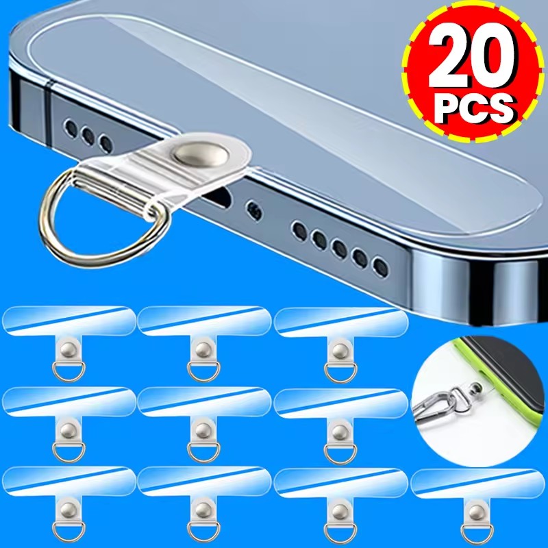 Lanyard Phone Strap - สายคล้องโทรศัพท์แบบใส 20/1 ชิ้น พร้อมแผ่นยึดสำหรับสายคล้องโทรศัพท์มือถือ สายคล้องบัตร สายคล้องแบบมีรู