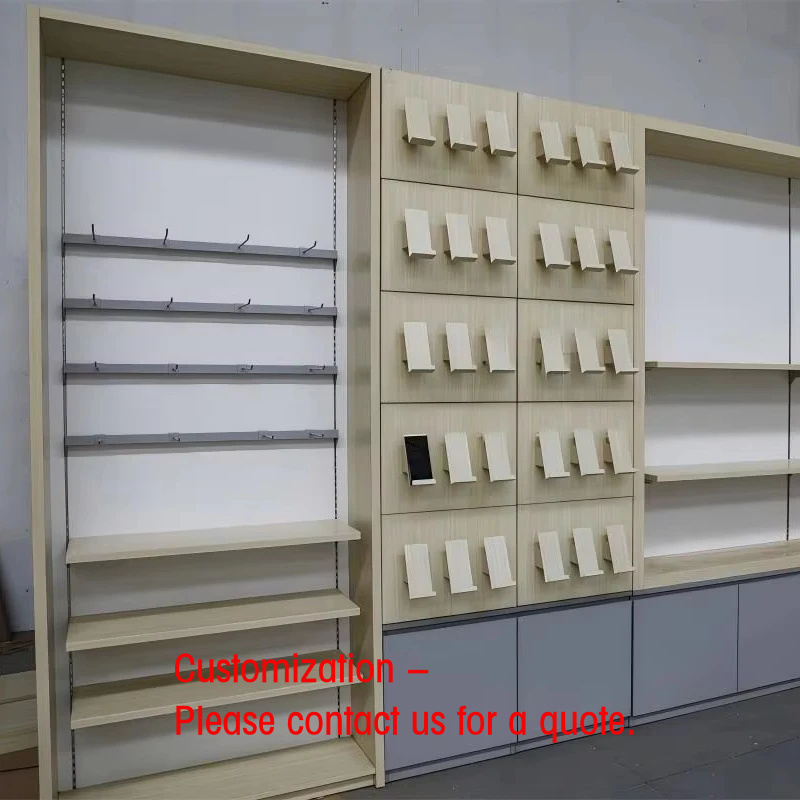 Phone Accessories Shop Design - ตู้โชว์โทรศัพท์มือถือแบบโมเดิร์นสำหรับร้านค้ามือถือ พร้อมโต๊ะและอุปกรณ์เสริมสำหรับจัดแสดง