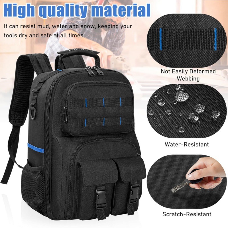 Phone Zone Accessories & Repair Photos - กระเป๋าเป้สะพายหลังสำหรับเก็บเครื่องมือ ทำจากผ้า Oxford ทนทานต่อการสึกหรอ พร้อมช่องเก็บอุปกรณ์ฮาร์ดแวร์ แบ่งโซนจัดเก็บ