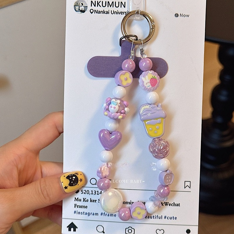 Phone Accessories Ideas - สายคล้องโทรศัพท์ประดับลูกปัดหลากสีสัน ดีไซน์น่ารักสไตล์สาวหวาน ใช้ได้กับกระเป๋าและกุญแจ ป้องกันการสูญหาย สายคล้องข้อมือ ไอเดียของขวัญ
