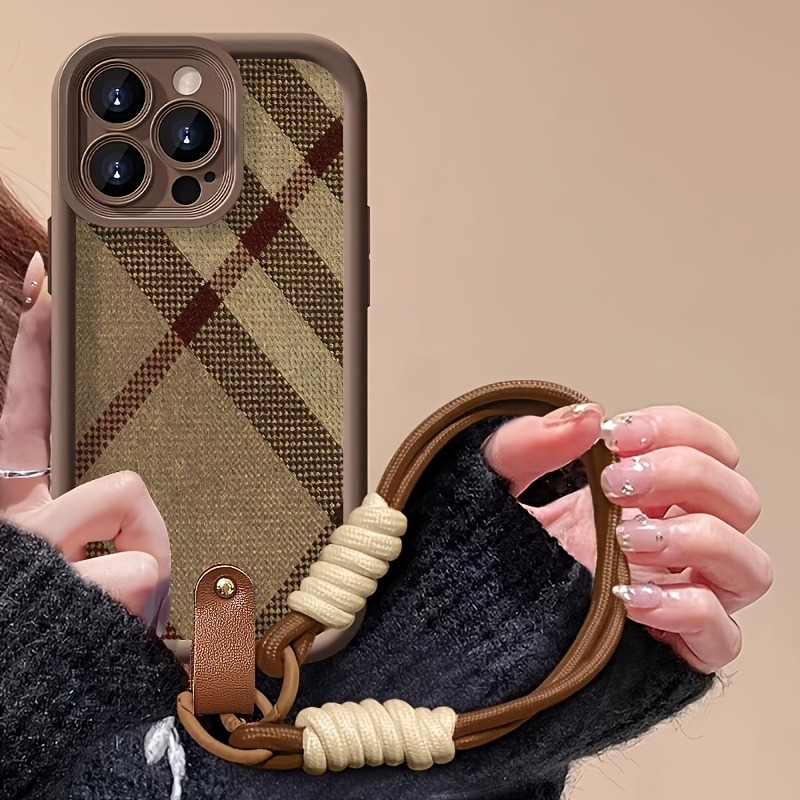Lanyard Phone Strap - สายคล้องคอสีน้ำตาลลายทาง พร้อมเคสโทรศัพท์สำหรับ Samsung Galaxy Note 20