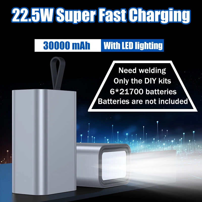 Led Flash Case - DIY 6×21700 Power Bank Case Max30000mAh
