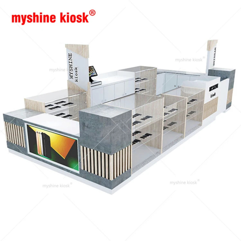 Phone Accessories Shop Design - แผงติดผนังแบบกำหนดเองสำหรับโชว์อุปกรณ์เสริมโทรศัพท์มือถือ ตกแต่งร้านขายโทรศัพท์มือถือ พร้อมไฟ LED