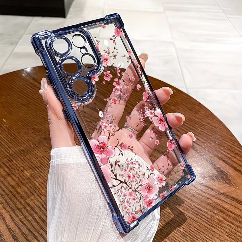 Phone Accessories Samsung - เคสโทรศัพท์เคลือบลายดอกซากุระ ป้องกันการตกกระแทกทั้งสี่มุม สำหรับ Samsung Galaxy S26