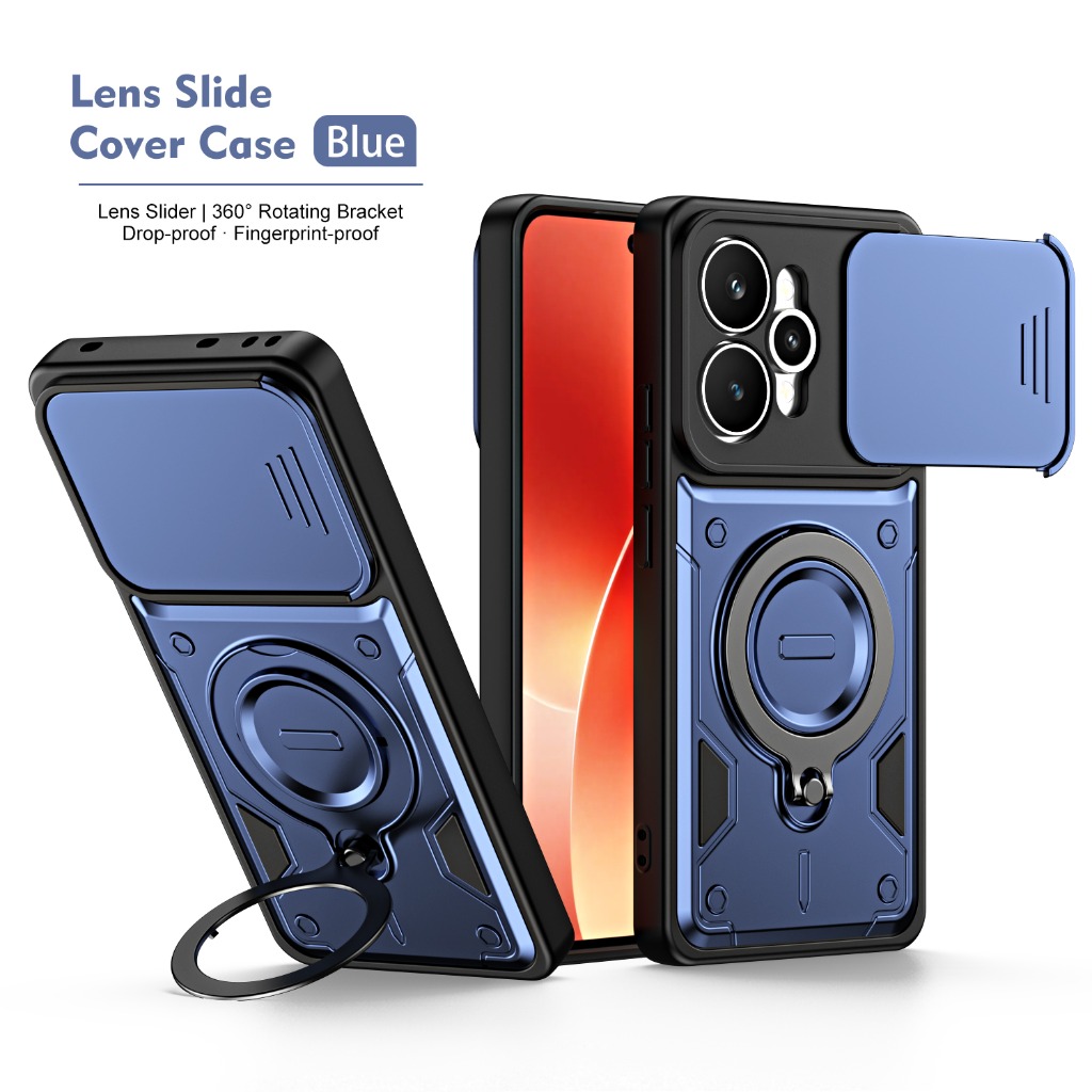 Phone Accessories Popsocket - เคสโทรศัพท์กันกระแทกพร้อมฝาปิดกล้องแบบเลื่อน 360 องศา ° ที่วางโทรศัพท์แบบหมุนได้สำหรับ Oppo