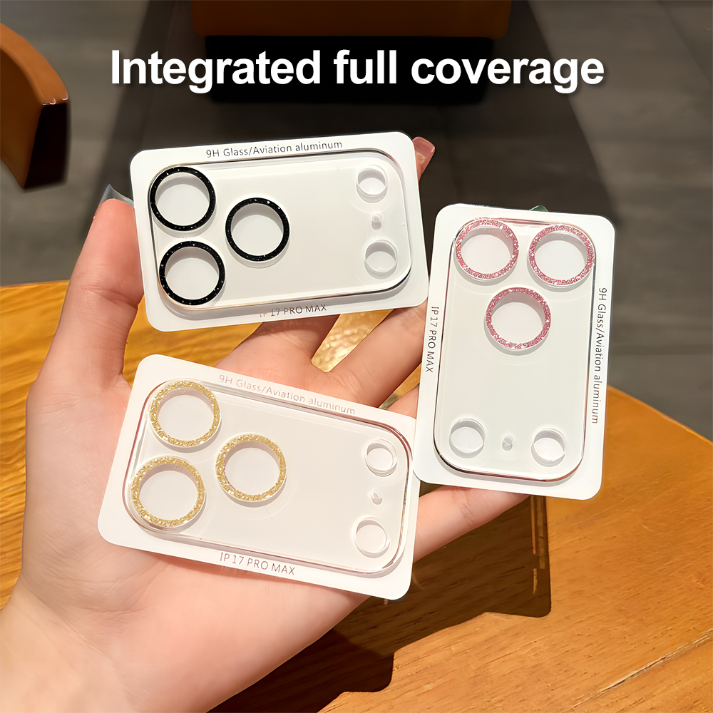 Quality Phone Accessories - ฟิล์มกันรอยเลนส์กล้องแบบกลิตเตอร์สำหรับ iPhone 17 Pro Max 16