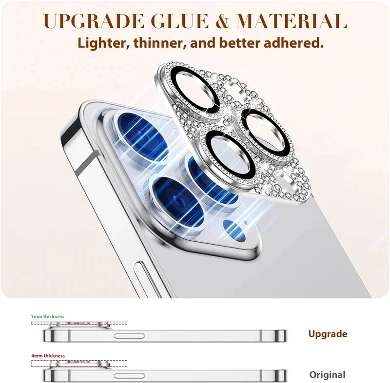 Quality Phone Accessories - Luxury Rhinestone Diamond Glitter กล้องเลนส์สําหรับ IPhone