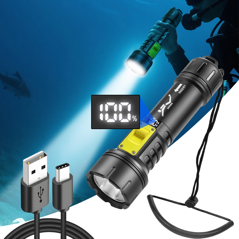 ใหม่ XHP70 ไฟฉายดําน้ํา IPX8 ก - Led Flash Case บทวิจารณ์และราคา