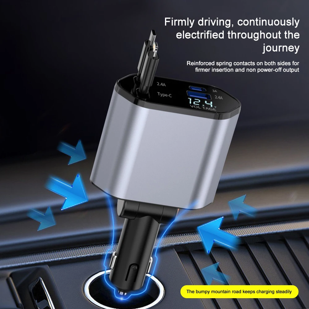 อะแดปเตอร์ชาร์จไฟในรถ 120W Fas - Usb Data Cable บทวิจารณ์และราคา