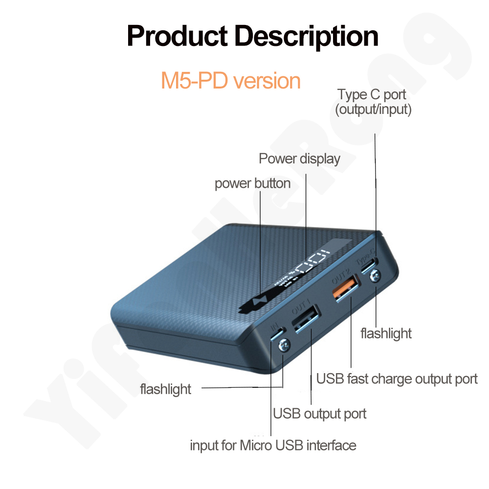 DIY Power Bank 5*18650 แบตเตอร - Led Flash Case บทวิจารณ์และราคา